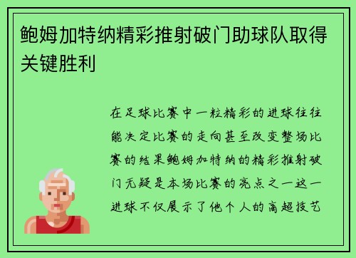 鲍姆加特纳精彩推射破门助球队取得关键胜利 鲍姆加特纳精彩推射破门助球队取得关键胜利